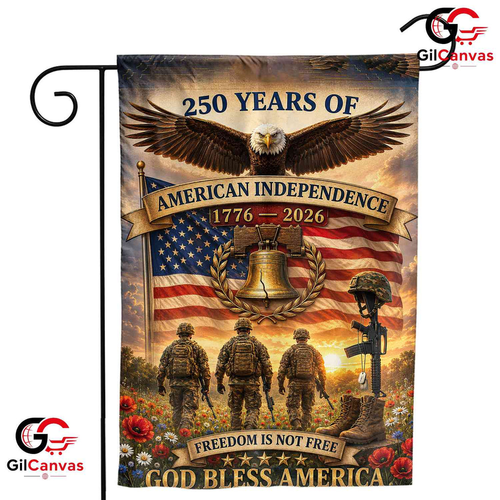 American Independence 250th Garden Flag God Bless America Veteran Banner