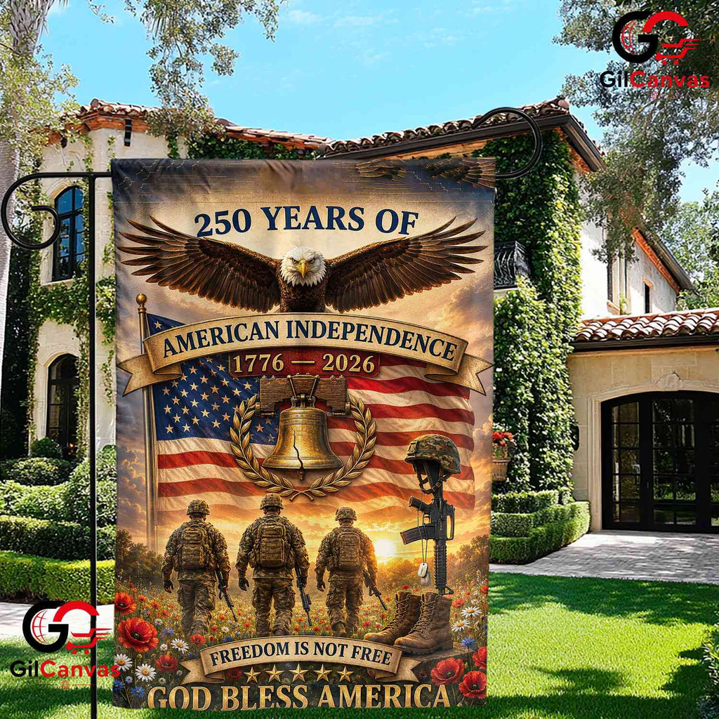 American Independence 250th Garden Flag God Bless America Veteran Banner