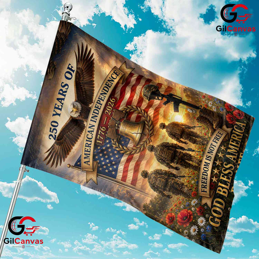American Independence 250th Garden Flag God Bless America Veteran Banner