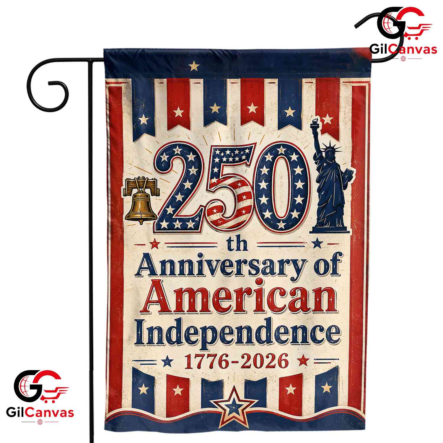 American Independence 250th Garden Flag Vintage Liberty Bell Yard Decor Sign