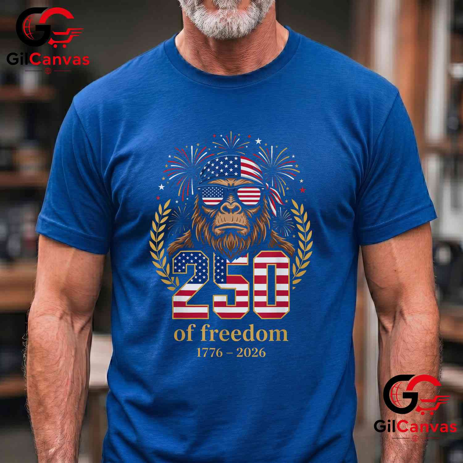 Bigfoot USA 1776-2026 Freedom 250 Years 4th of July Unisex Adult Graphic T-Shirt