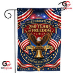 Celebrating 250 Years Of Freedom Patriotic Gold Eagle Garden Flag Yard Banner