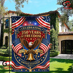 Celebrating 250 Years Of Freedom Patriotic Gold Eagle Garden Flag Yard Banner