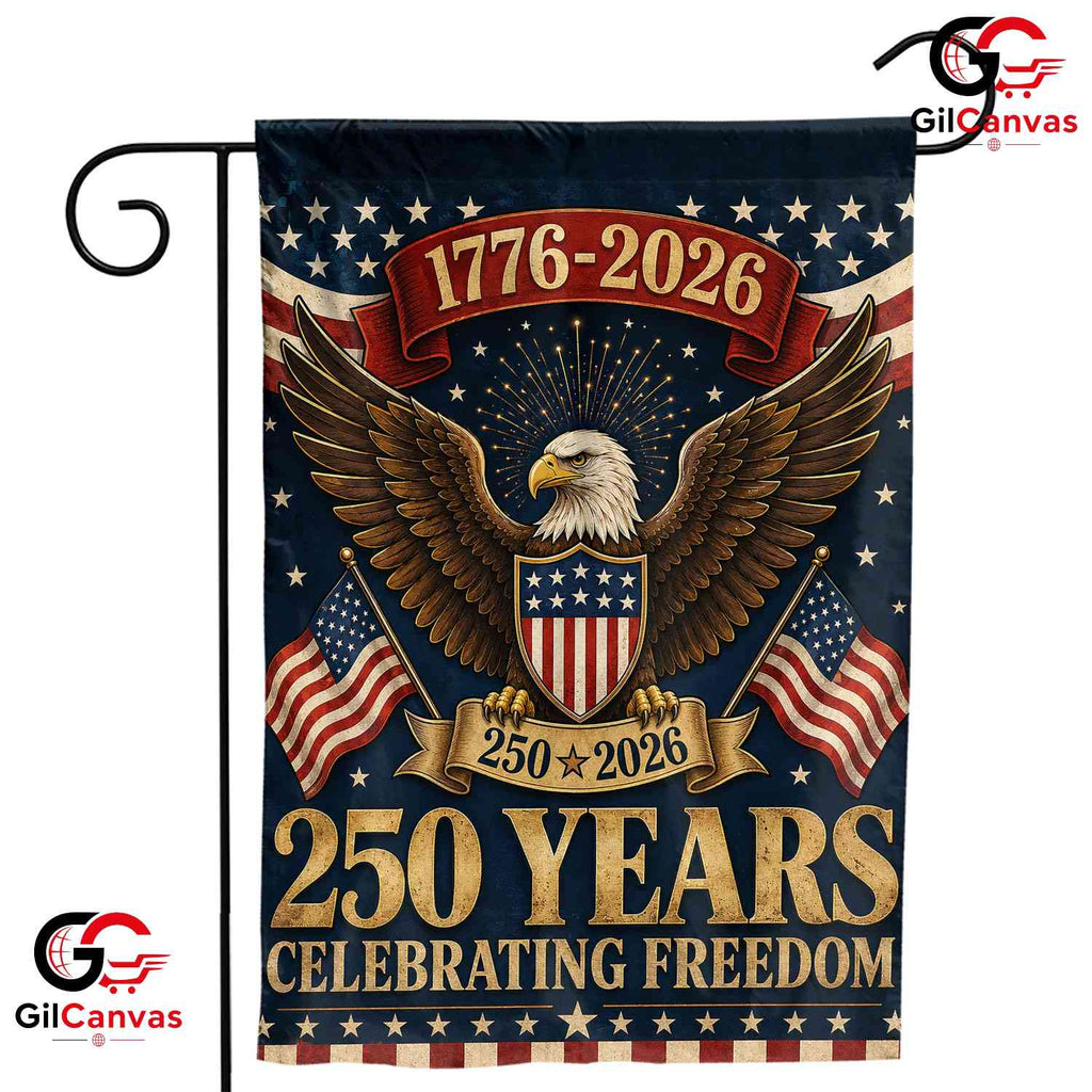 Celebrating Freedom 250th House Garden Flag Patriotic Eagle Yard Banner 2026