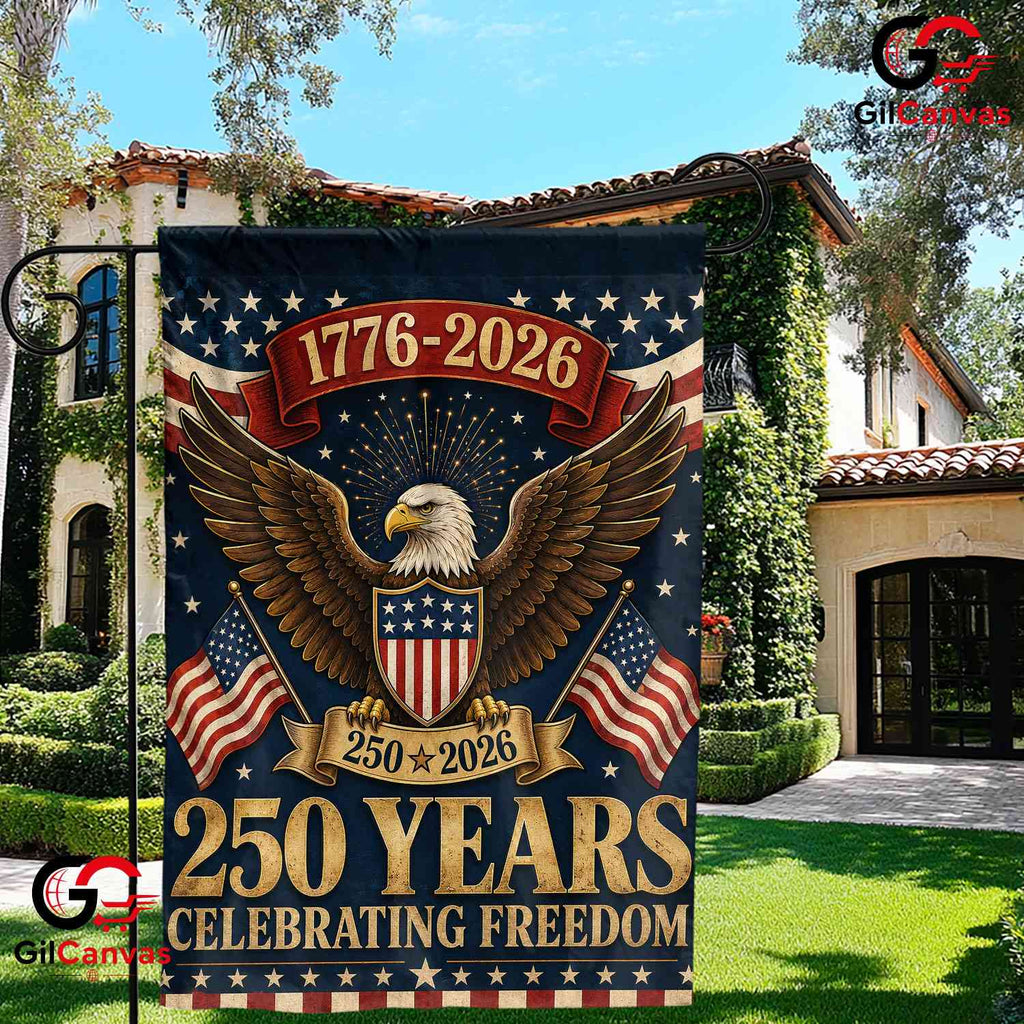 Celebrating Freedom 250th House Garden Flag Patriotic Eagle Yard Banner 2026