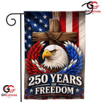 Christian Cross 250th Garden Flag Patriotic Eagle Yard Banner Sign 1776-2026