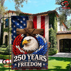 Christian Cross 250th Garden Flag Patriotic Eagle Yard Banner Sign 1776-2026