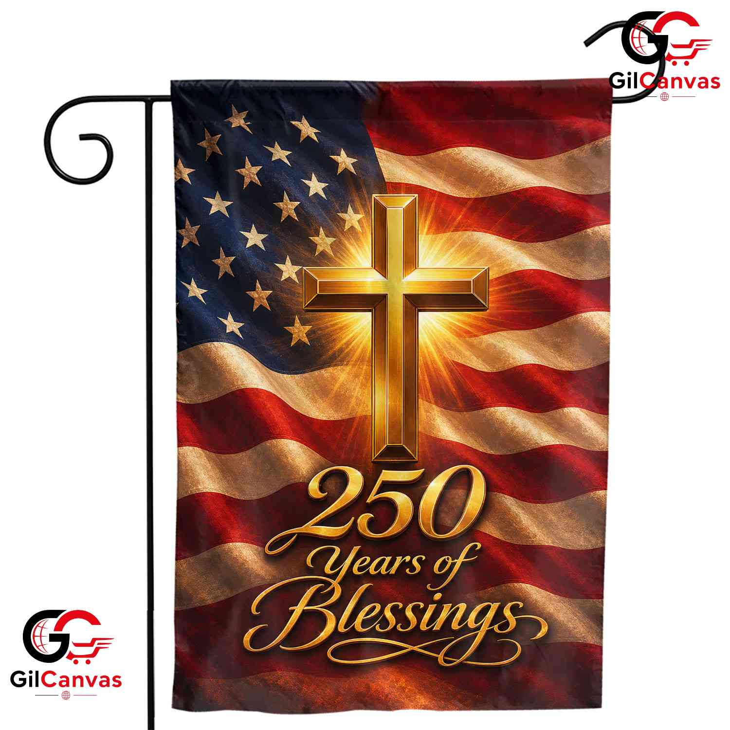 Christian Cross 250th Garden Flag Semiquincentennial Yard Decor Sign 1776-2026