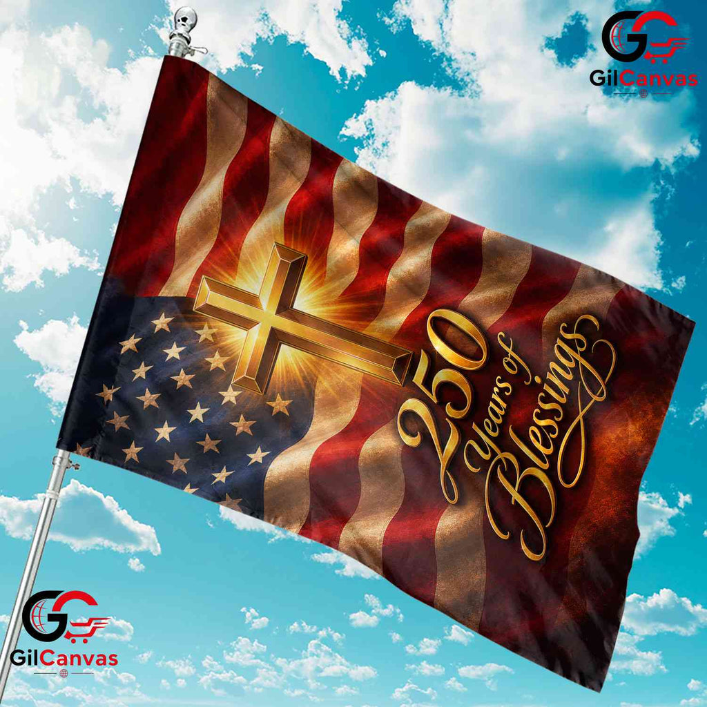 Christian Cross 250th Garden Flag Semiquincentennial Yard Decor Sign 1776-2026