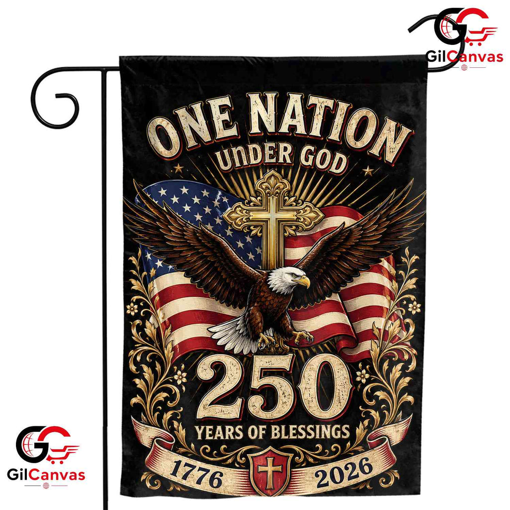 Christian Eagle Patriotic House 1776-2026 Religious 250th Yard Garden Flag