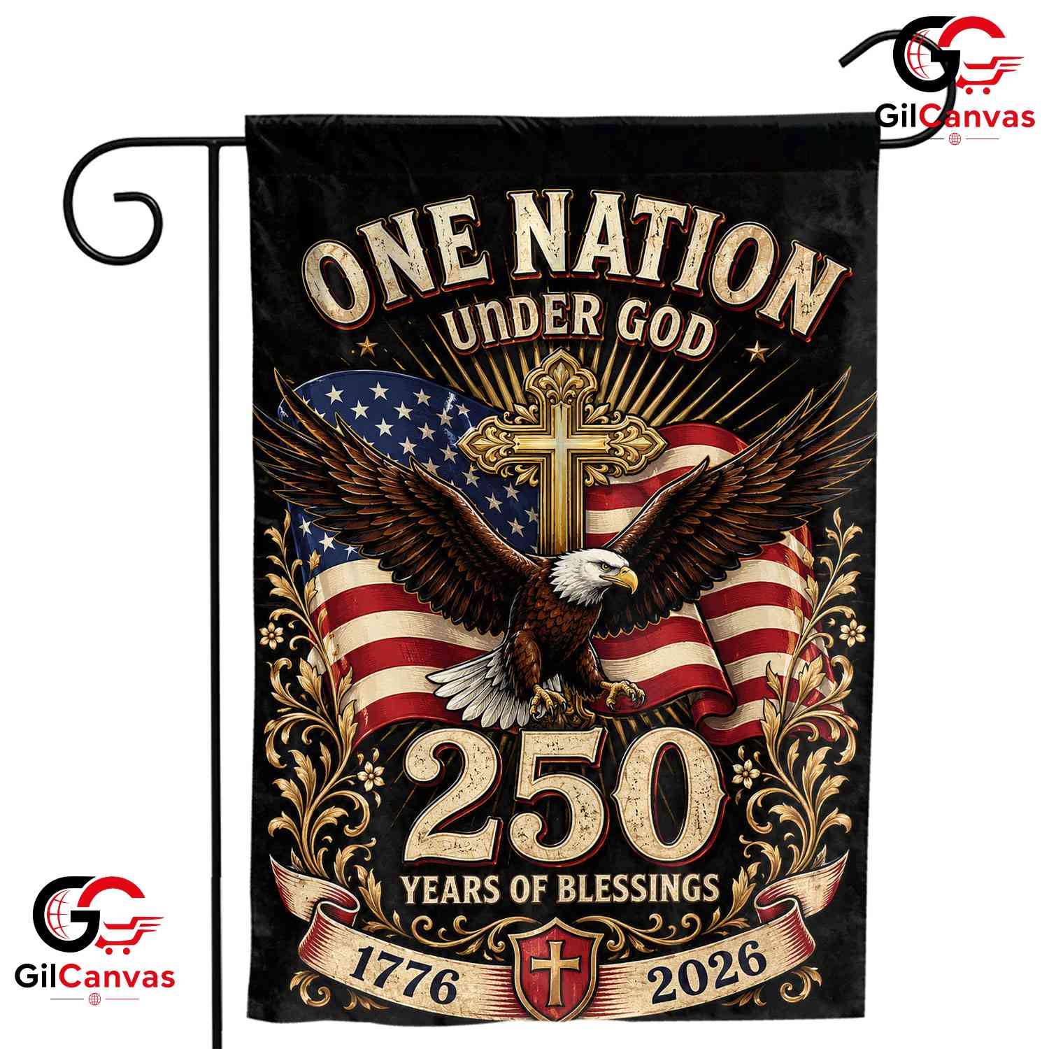 Christian Eagle Patriotic House 1776-2026 Religious 250th Yard Garden Flag