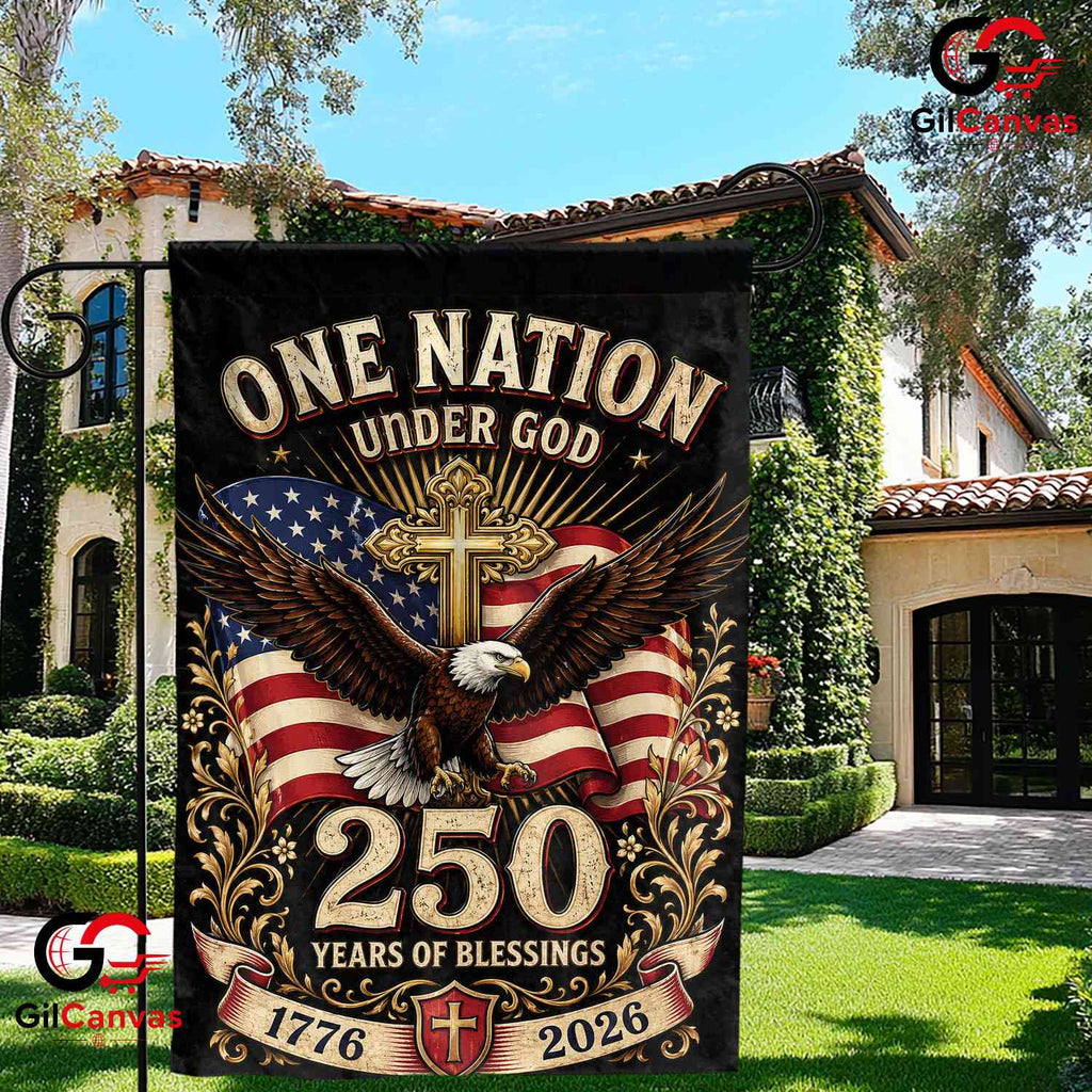 Christian Eagle Patriotic House 1776-2026 Religious 250th Yard Garden Flag