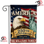 Custom America 250th Anniversary Personalized Statue Liberty Sign Garden Flag