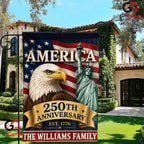 Custom America 250th Anniversary Personalized Statue Liberty Sign Garden Flag