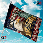 Custom America 250th Anniversary Personalized Statue Liberty Sign Garden Flag