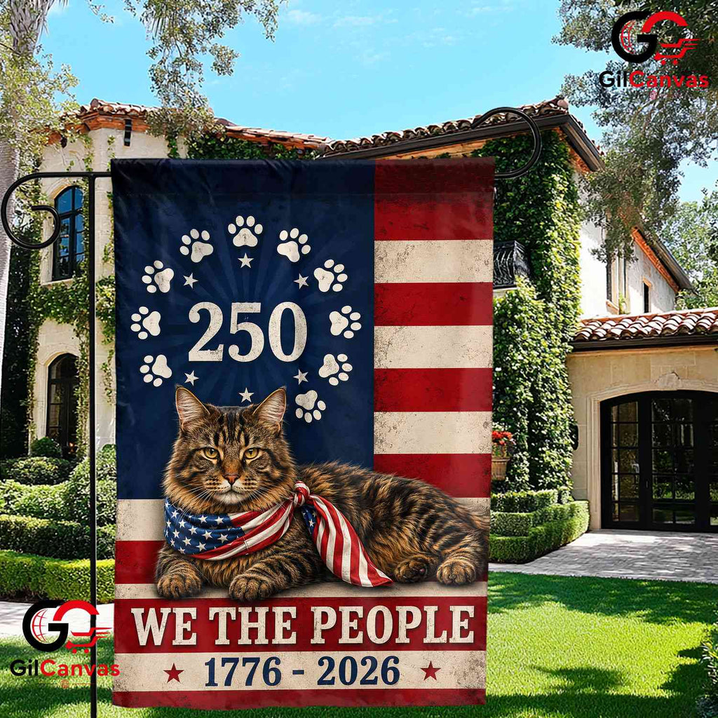 Custom Cat We The People Personalized 250 Years Pet Banner US Decor Garden Flag