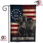 Custom Cow 250 Years Strong Personalized Patriotic Farm Animal Sign Garden Flag