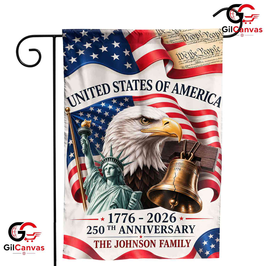 Custom Family 250th Anniversary Personalized USA Eagle 2026 Decor Garden Flag