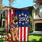 Custom German Shepherd 250 Years Personalized Dog Breed Patriotic Garden Flag