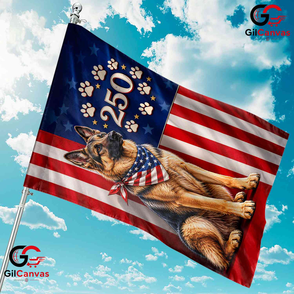 Custom German Shepherd 250 Years Personalized Dog Breed Patriotic Garden Flag