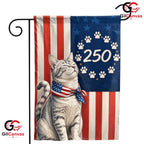 Custom Pet Patriotic 250 Years Personalized Cat American Yard Garden Flag