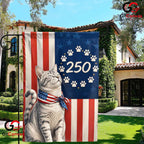 Custom Pet Patriotic 250 Years Personalized Cat American Yard Garden Flag