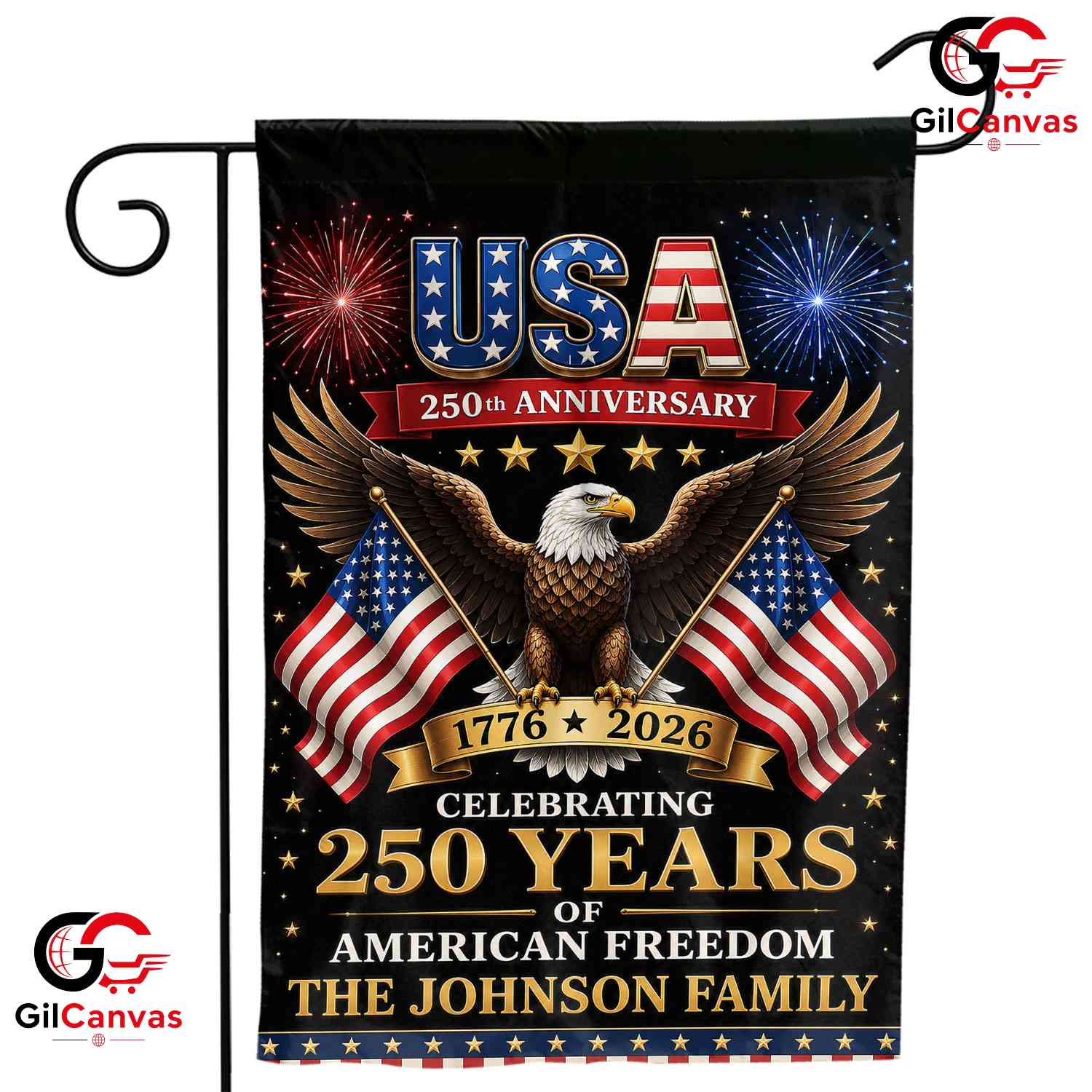 Custom USA 250th Anniversary Personalized American Freedom Banner Garden Flag