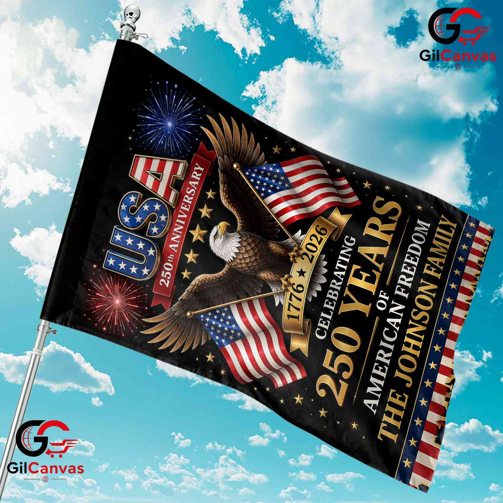 Custom USA 250th Anniversary Personalized American Freedom Banner Garden Flag