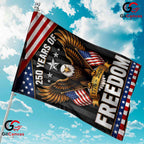 Dark 250 Years Of Freedom House Garden Flag Patriotic Eagle 1776-2026 Decor