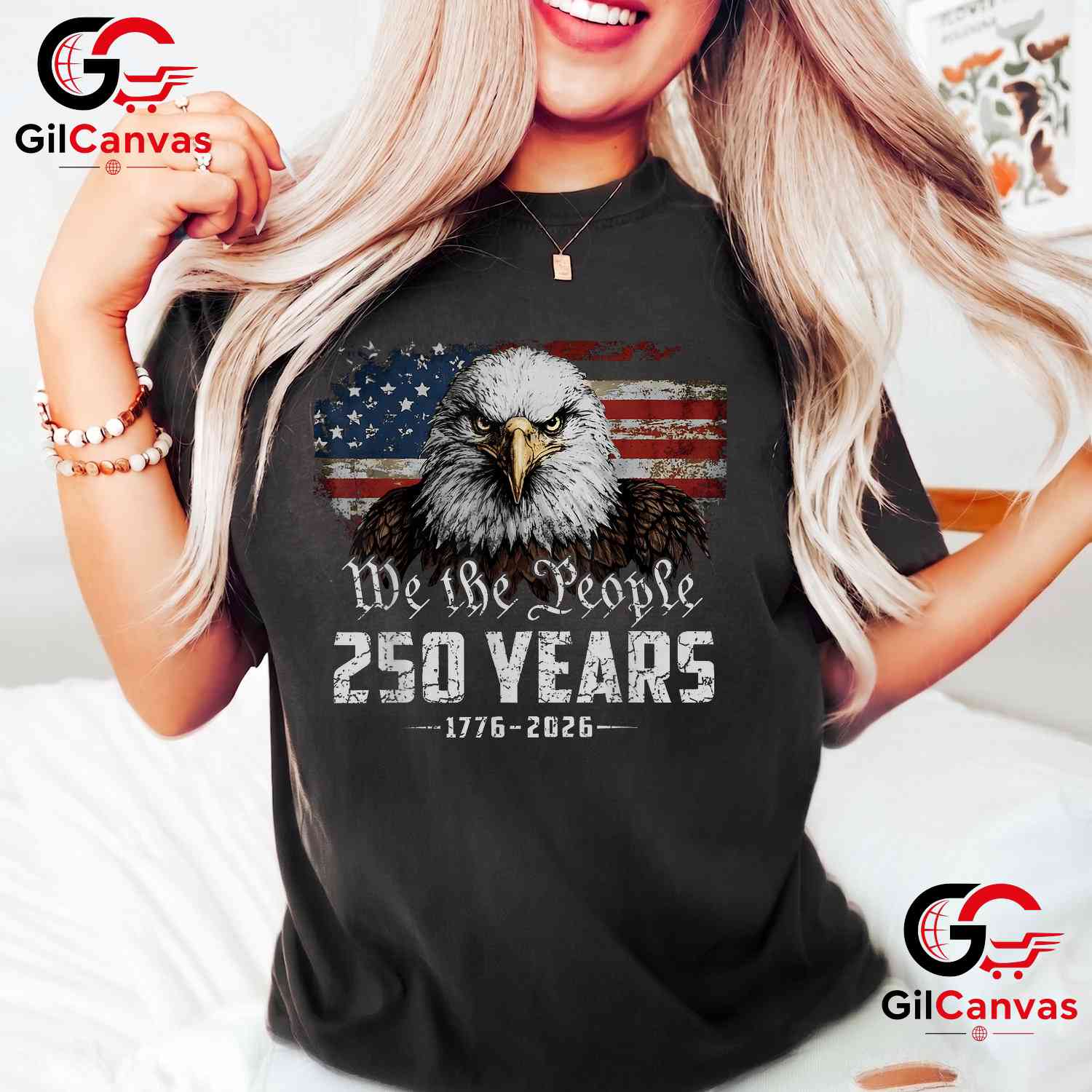 Eagle American Flag 250th Anniversary 4th of July 250 Years Unisex Adult T-Shirt