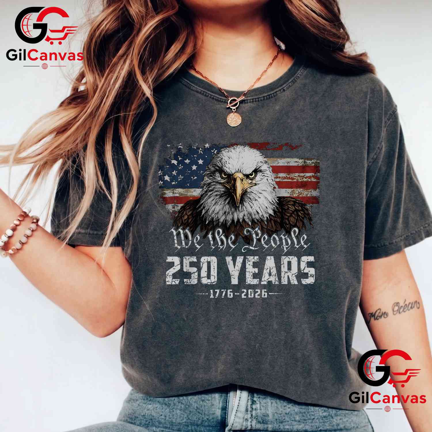 Eagle American Flag 250th Anniversary 4th of July 250 Years Unisex Adult T-Shirt