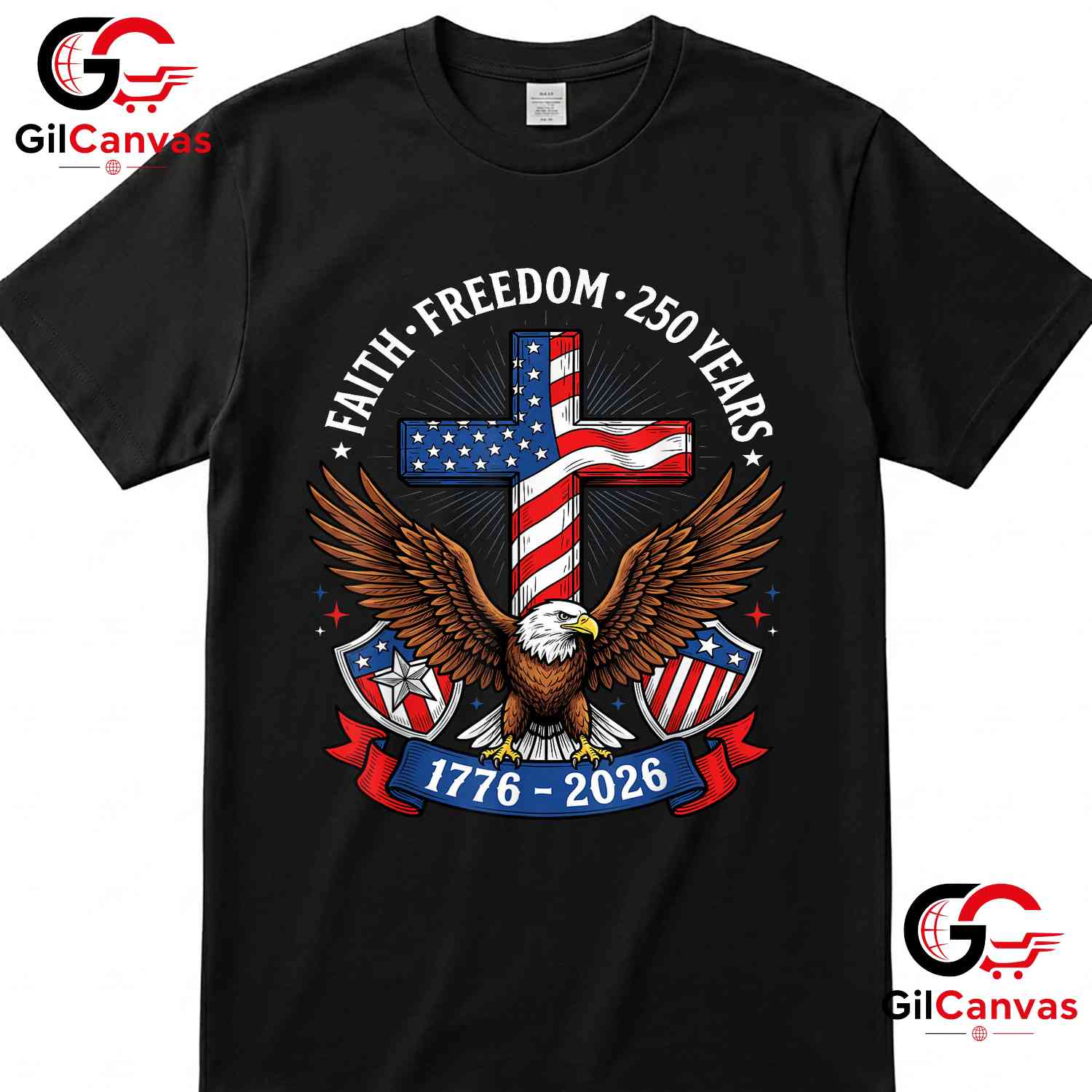 Faith Freedom 4th of July Patriotic USA 250th Anniversary Unisex Vintage Patriotic T-Shirt