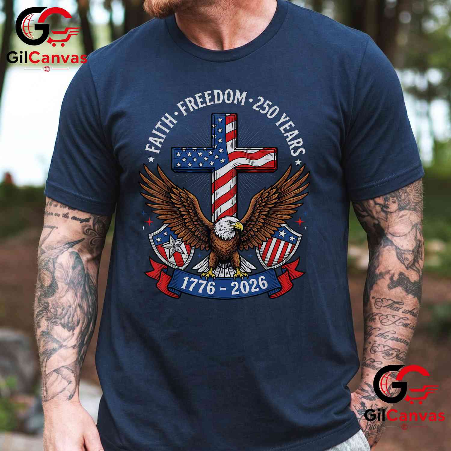 Faith Freedom 4th of July Patriotic USA 250th Anniversary Unisex Vintage Patriotic T-Shirt