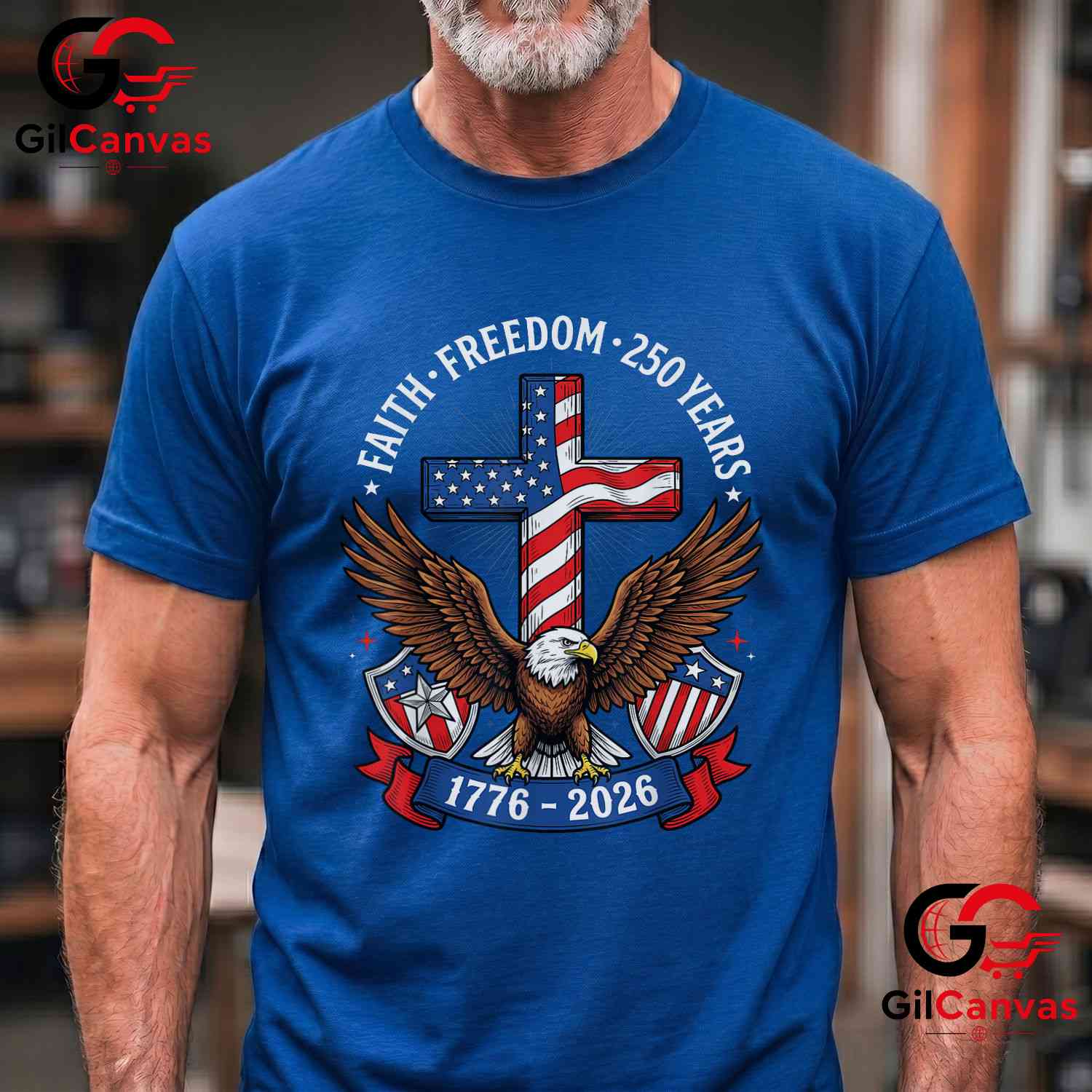 Faith Freedom 4th of July Patriotic USA 250th Anniversary Unisex Vintage Patriotic T-Shirt