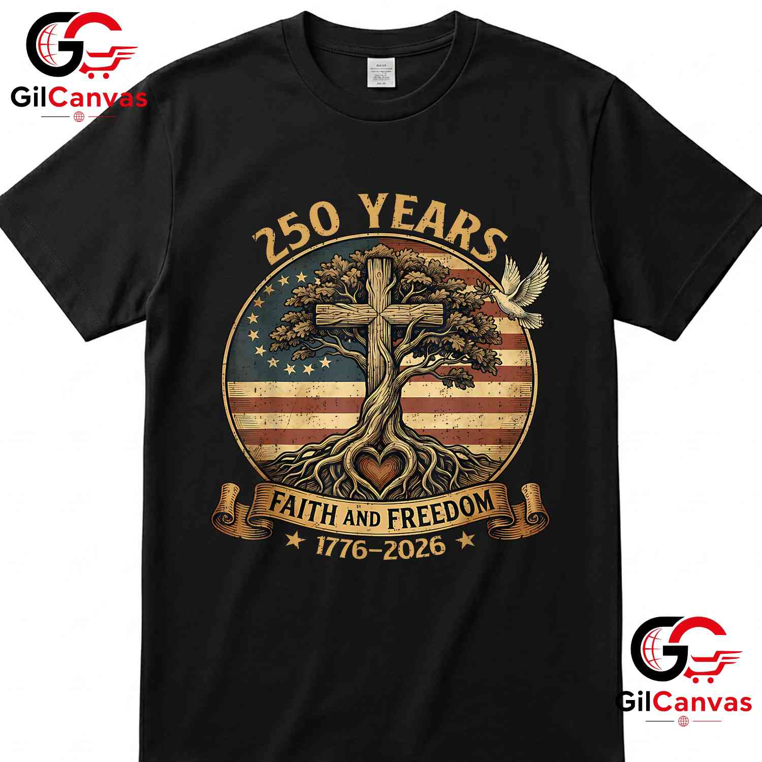 Faith Freedom Christian USA 250th Anniversary 250 Years Unisex Adult T-Shirt