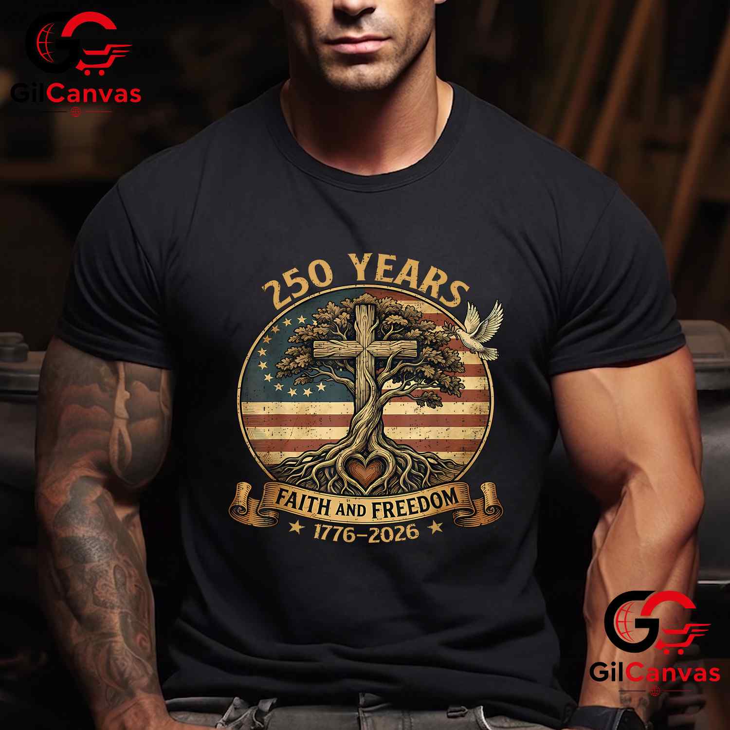 Faith Freedom Christian USA 250th Anniversary 250 Years Unisex Adult T-Shirt