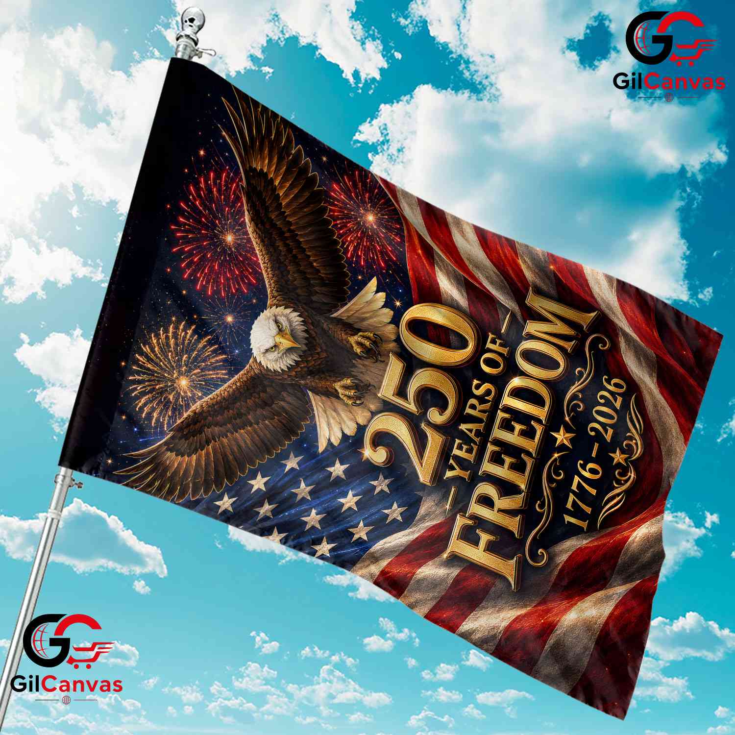 Flying Eagle 250th Anniversary Garden Flag Patriotic Freedom Yard Banner Sign