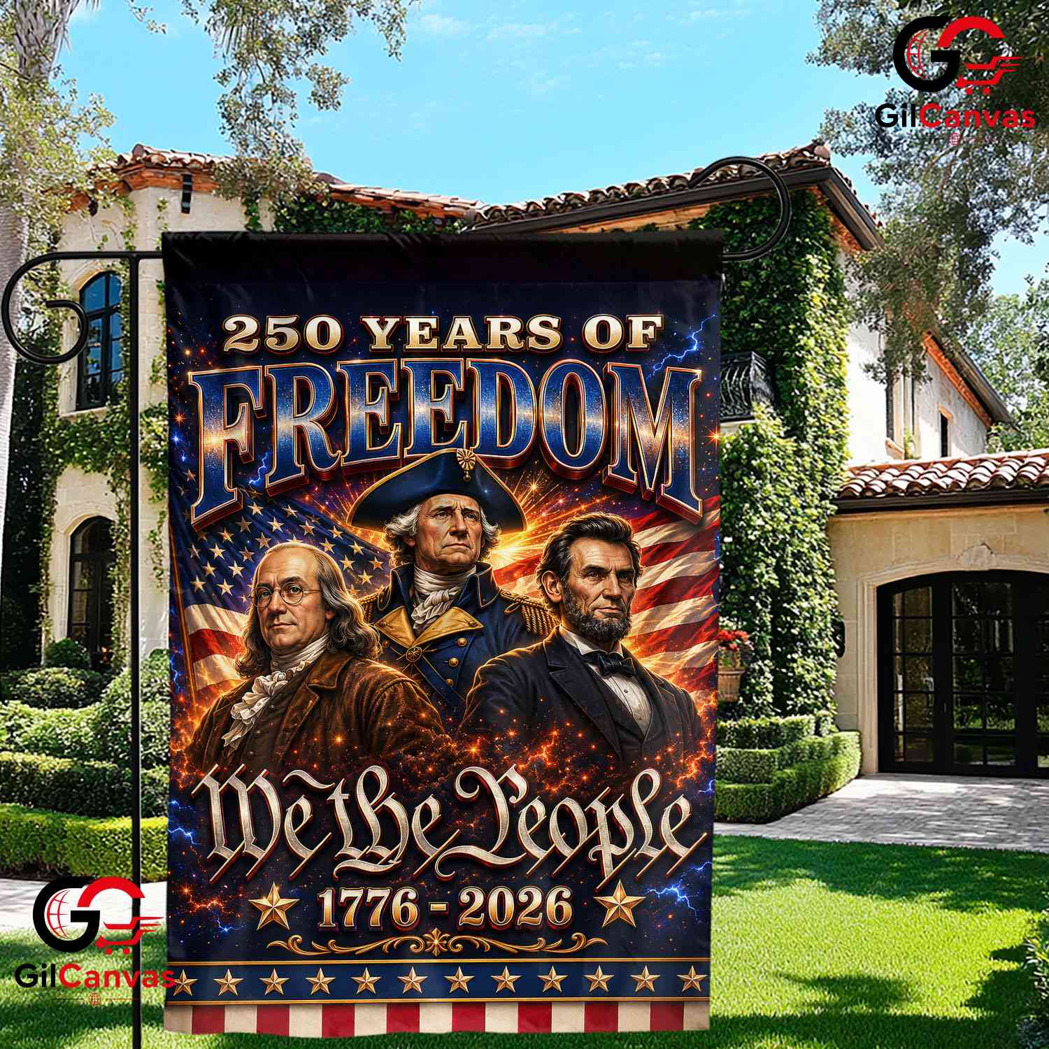 Founding Fathers 250th Garden Flag We The People Semiquincentennial Yard Decor