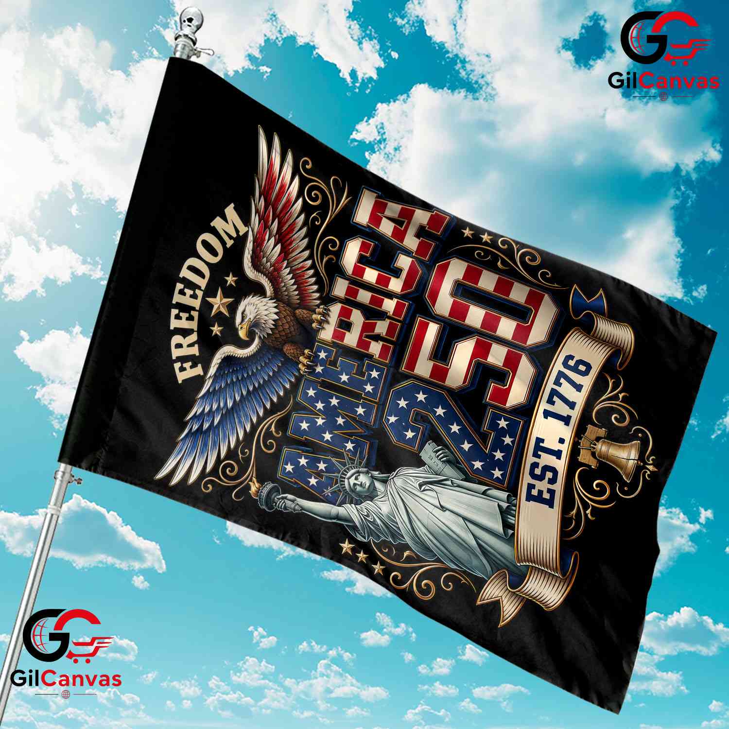 Freedom America 250 Garden Flag Statue Of Liberty Est 1776 Outdoor Yard Banner