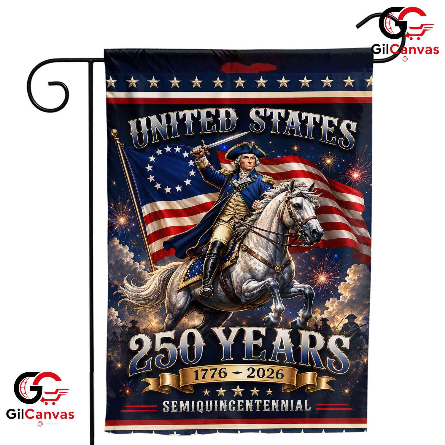 George Washington 250th Garden Flag Semiquincentennial Yard Decor 1776-2026