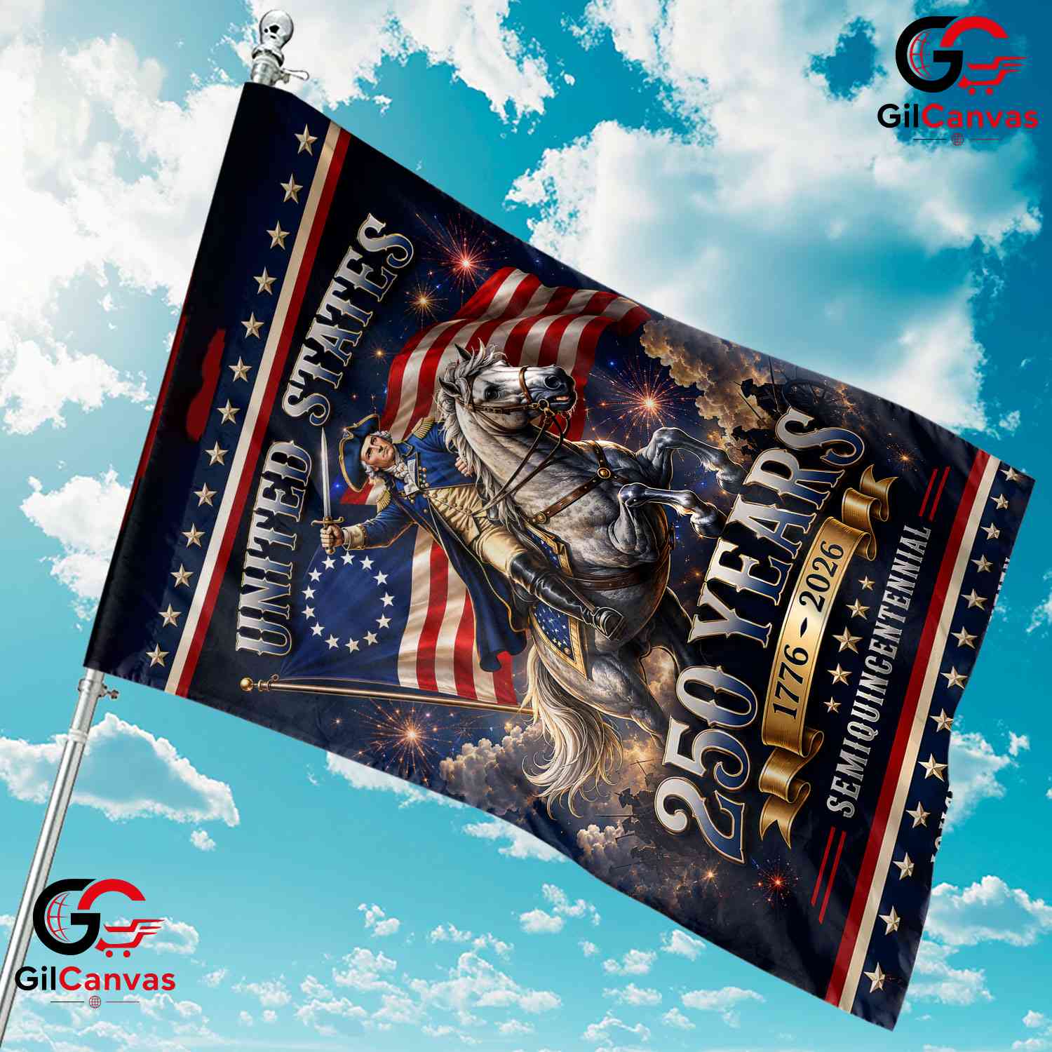 George Washington 250th Garden Flag Semiquincentennial Yard Decor 1776-2026