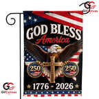 God Bless America 250th Garden Flag Christian Eagle Cross Yard Decor 1776-2026