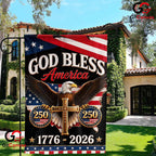 God Bless America 250th Garden Flag Christian Eagle Cross Yard Decor 1776-2026