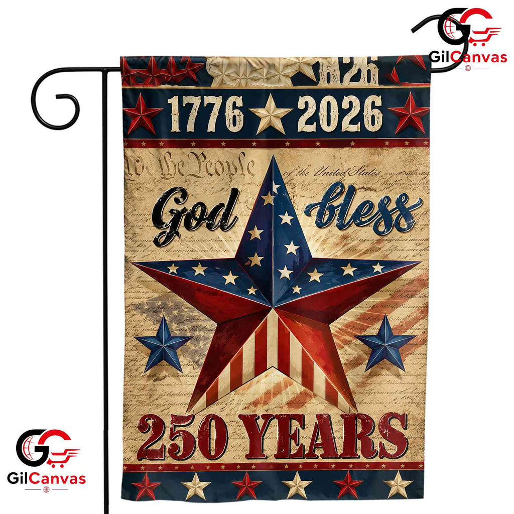 God Bless America 250th Garden Flag Rustic Semiquincentennial Yard Decor Sign