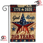 God Bless America 250th Garden Flag Rustic Semiquincentennial Yard Decor Sign