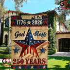 God Bless America 250th Garden Flag Rustic Semiquincentennial Yard Decor Sign
