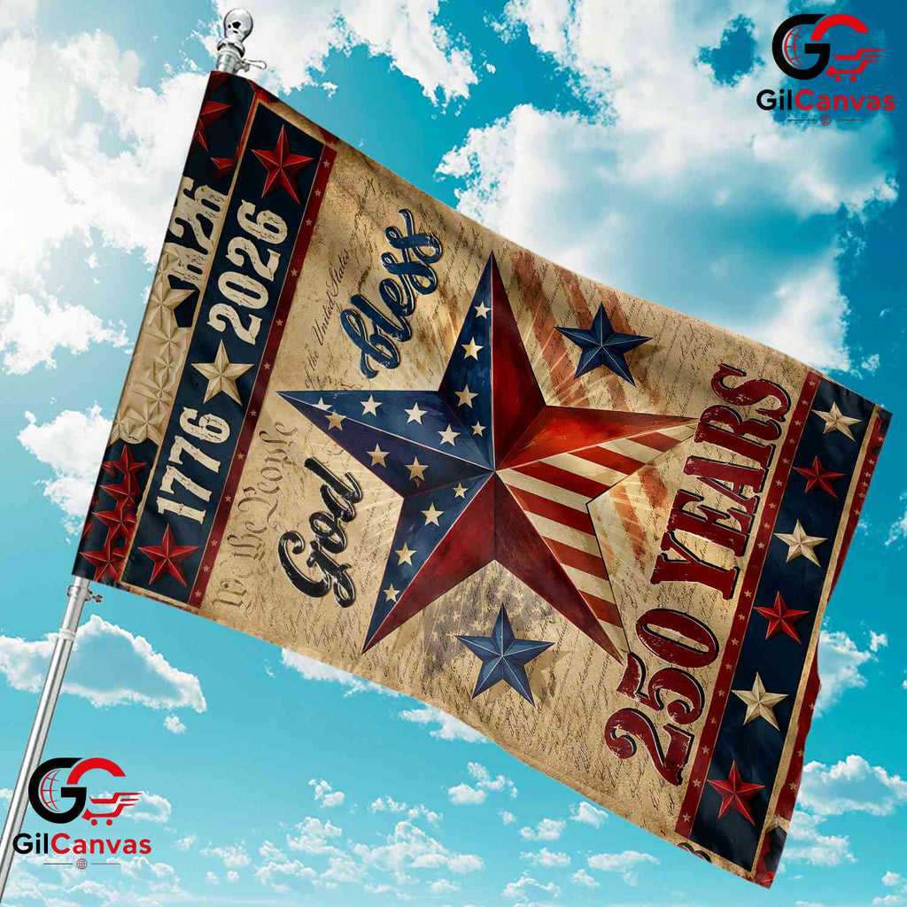 God Bless America 250th Garden Flag Rustic Semiquincentennial Yard Decor Sign