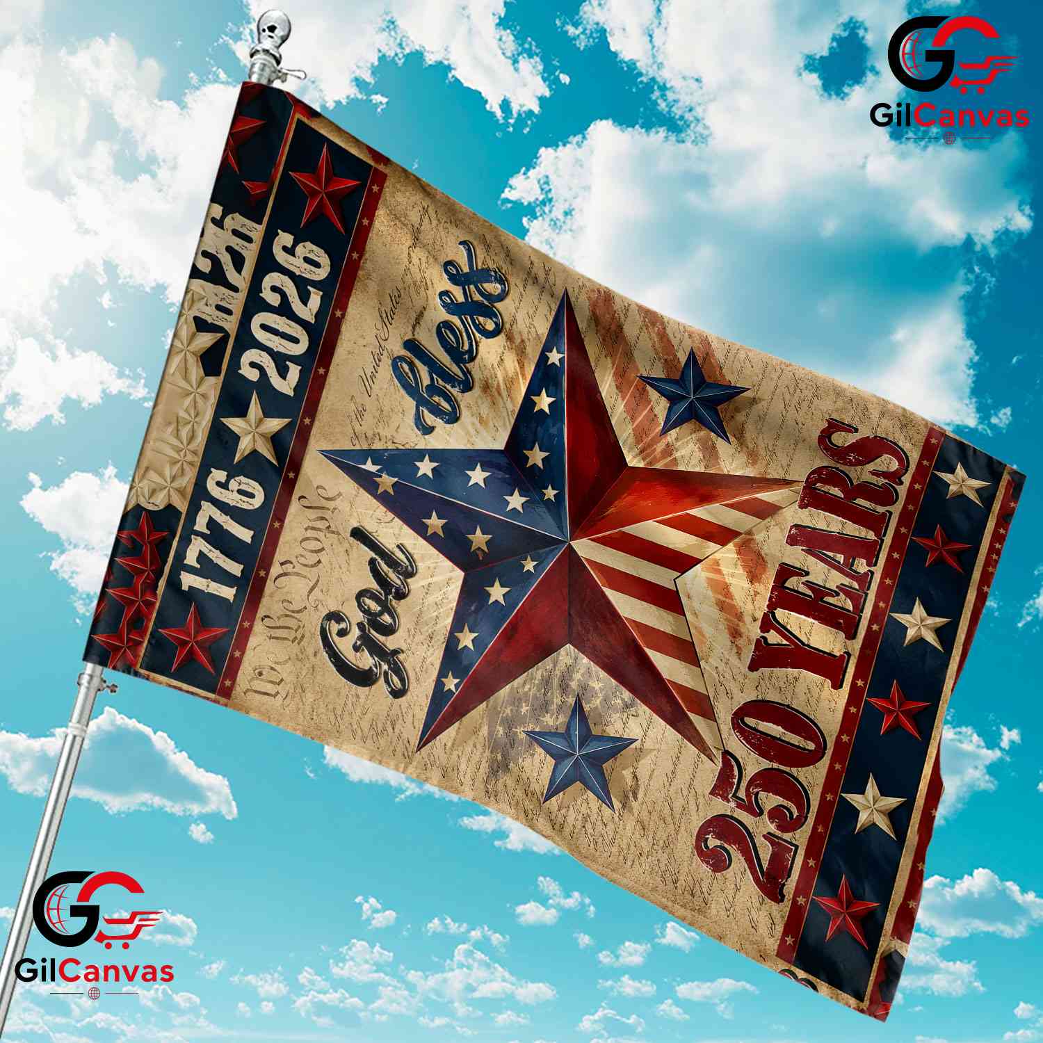 God Bless America 250th Garden Flag Rustic Semiquincentennial Yard Decor Sign