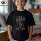 God Bless America Christian Cross Flag 250 Years 1776-2026 Unisex Adult Patriotic T-Shirt