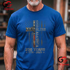 God Bless America Christian Cross Flag 250 Years 1776-2026 Unisex Adult Patriotic T-Shirt